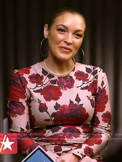 Emily Orozco's pink floral print dress on Access Hollywood