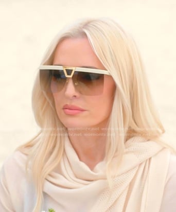Erika's white shield sunglasses on The Real Housewives of Beverly Hills