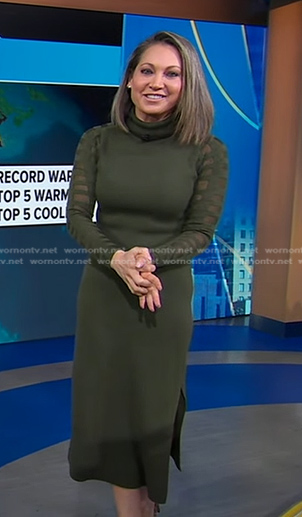 Ginger's green turtleneck sweater dress on Good Morning America