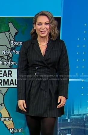 Ginger's black pinstripe blazer dress on Good Morning America