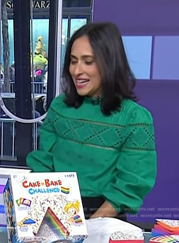 Grace Bastidas's green pointelle knit top on Today
