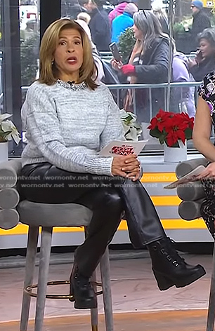 Hoda's black heel lace-up boots on Today
