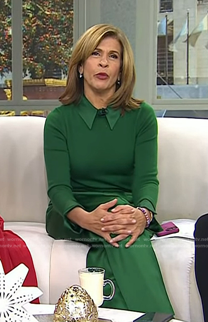 Hoda's green collared sweater and wide-leg pants on Today