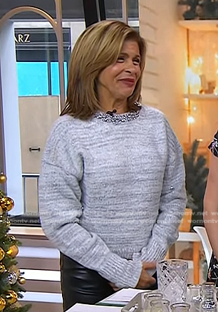Hoda's grey embellished neck sweater on Today