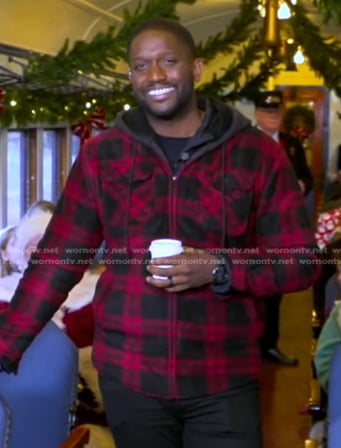 Ike Ejiochi's red plaid jacket on Good Morning America