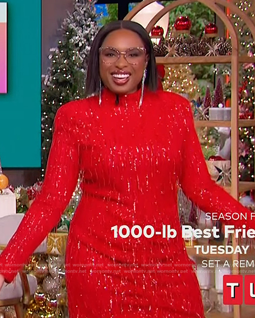 Jennifer's red sequin mini dress on The Jennifer Hudson Show