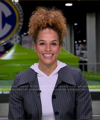 Jess's grey pinstripe jacket on Good Morning America