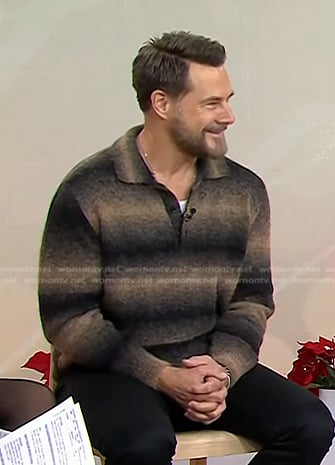 Jimi Westbrook's brown striped polo sweater on Today