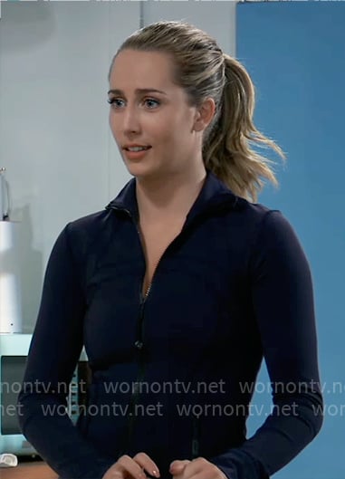 Josslyn's navy zip up jacket on General Hospital
