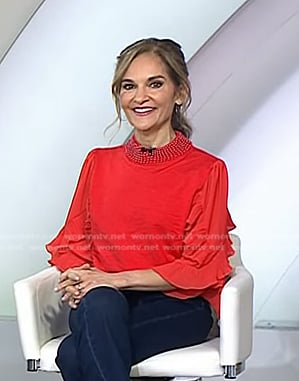 Joy's red ruffle sleeve top on Today