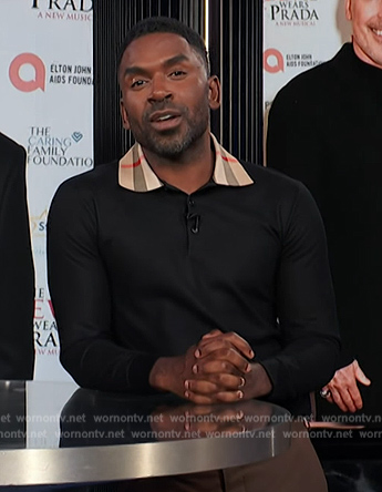 Justin's plaid collar sweater on E! News