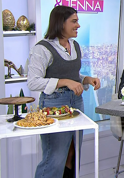 Katie Stilo's gray layered top and denim skirt on Today