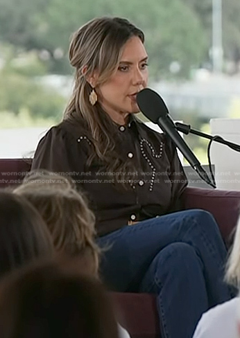 Kendra Scott's brown embellished western shirt and earrings on Today