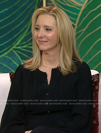 Lisa Kudrow's black long sleeve midi dress on Today