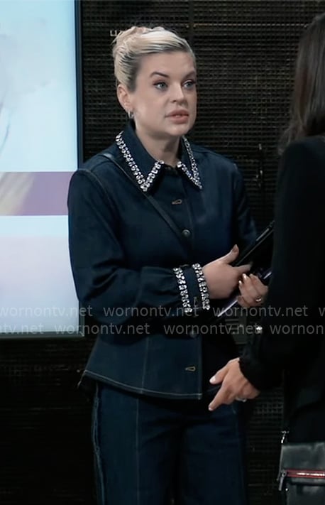 Maxie's denim shirt with crystal trim on General Hospital