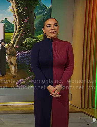 Michelle Miller's two-tone dress on CBS Mornings