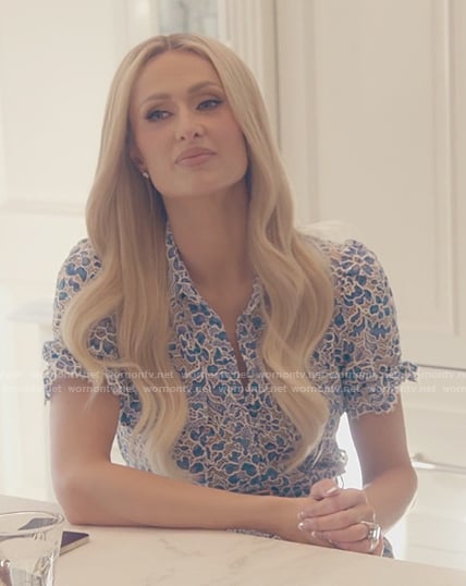 Paris's blue floral print shirtdress on Paris and Nicole The Encore