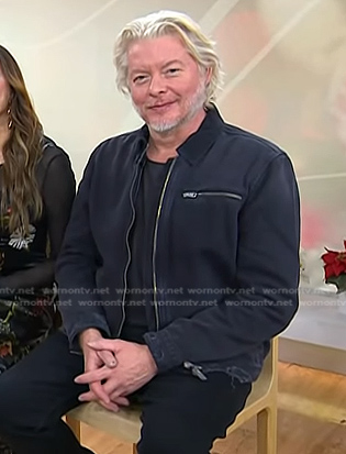 Philip Sweet's navy distressed zip jacket on Today
