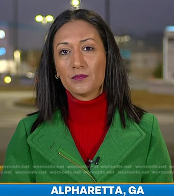Priya Sridhar's green zip coat on Today