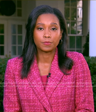 Rachel's pink tweed blazer on Good Morning America