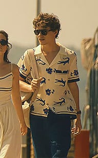 Lochlan's crocodile print shirt on The White Lotus