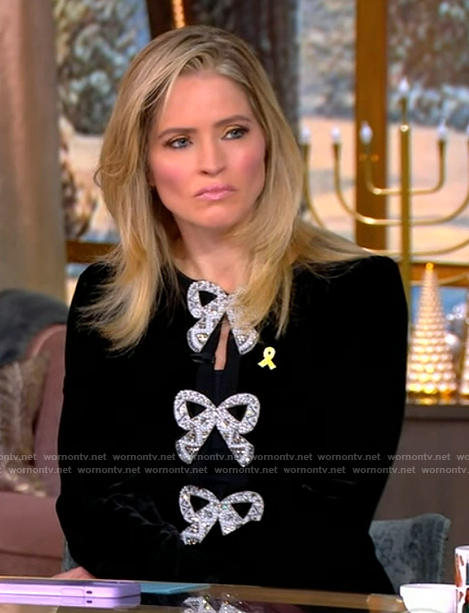 Sara's black velvet bow embellished dress on The View