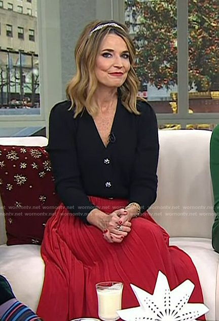 Savannah's black v-neck cardigan on Today