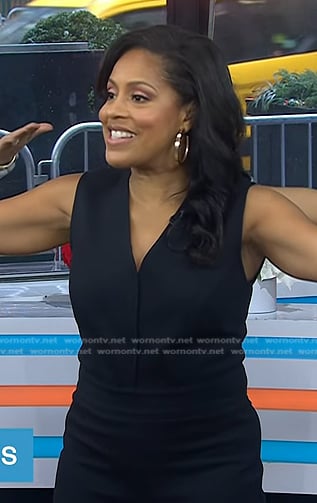 Sheinelle's black v-neck jumpsuit on Today