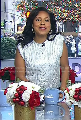 Sheinelle's metallic cable knit vest on Today
