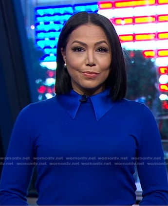 Stephanie's blue collared sweater on Good Morning America