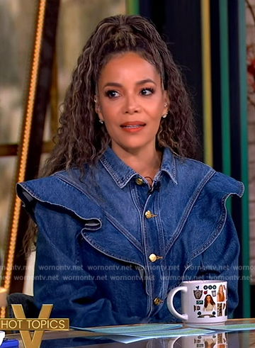 Sunny's denim ruffle jacket on The View