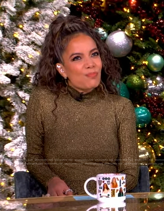 Sunny's metallic long sleeve maxi dress on The View