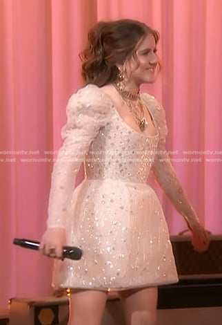 Sydney Sterlace's sequin embroidered mini dress on The Voice