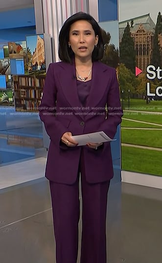 Vicky's purple blazer and pant suit on NBC News Daily
