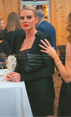 Whitney's black gathered mini dress on The Real Housewives of Salt Lake City