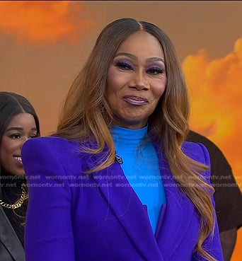 Yolanda Adams's purple jumpsuit and blazer on Today