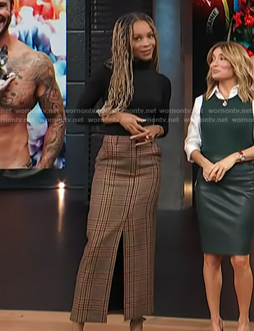 Zuri's plaid front slit skirt on Access Hollywood