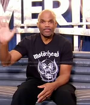 Darryl McDaniels's black graphic print tee on Good Morning America
