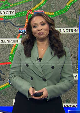 Adelle's green double breasted cropped blazer on Today