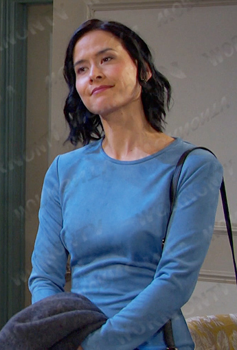 Amy's blue velvet dress on Days of our Lives