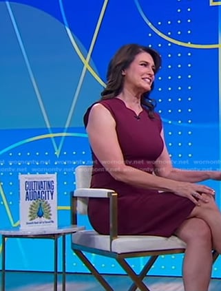 Anne Marie Anderson's burgundy scalloped dress on Good Morning America
