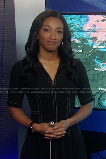 Brittany's black dress with white stitching on Good Morning America