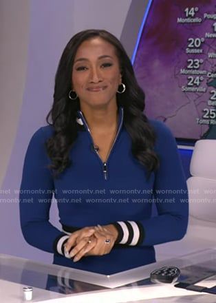 Brittany's blue contrast stripe dress on Good Morning America