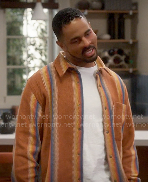 Junior's orange vertical striped shirt on Poppas House