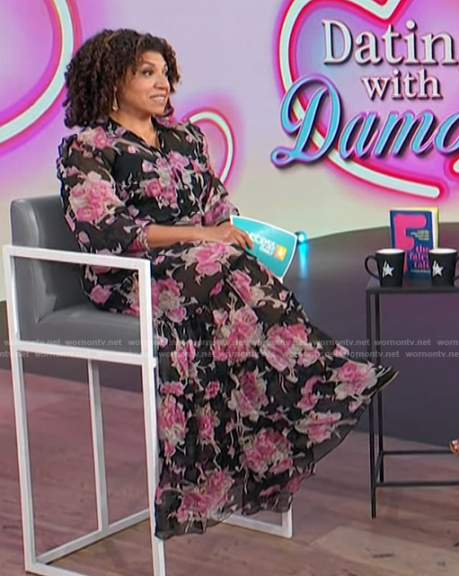 Damona's floral print maxi dress on Access Hollywood