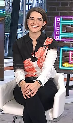 Daryn Carp's floral two-tone blouse on Today
