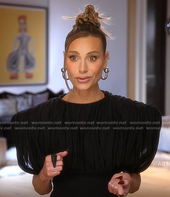 Dorit's black gathered confessional top on The Real Housewives of Beverly Hills