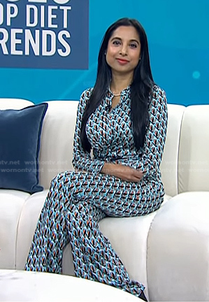 Dr. Roshini Rajapaksa's geometric printed jumpsuit on Today
