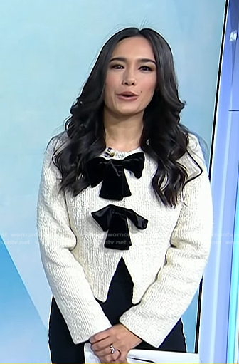 Emilie's white bow detail jacket on Today