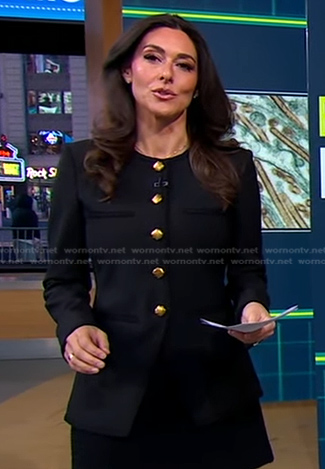 Erielle's black jacket with gold buttons on Good Morning America
